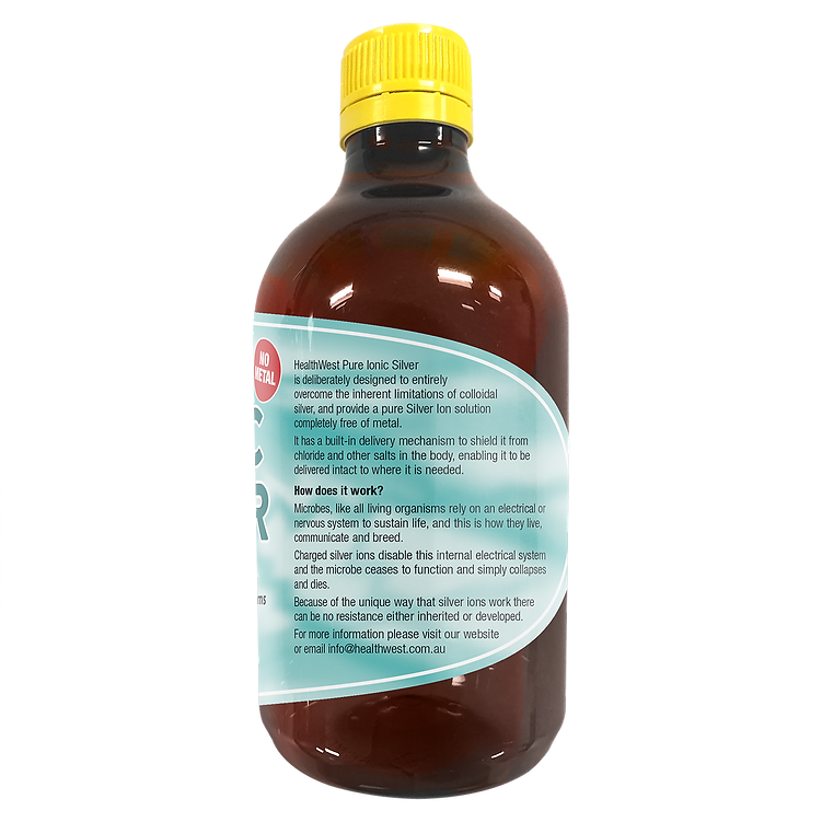 Healthwest Ionic Silver 500ml Glass Bottle