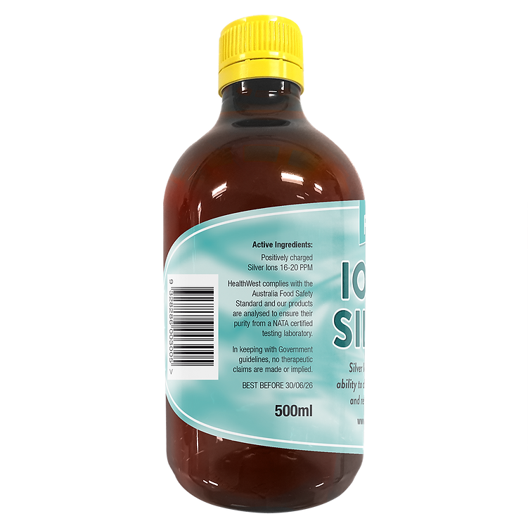 Healthwest Ionic Silver 500ml Glass Bottle